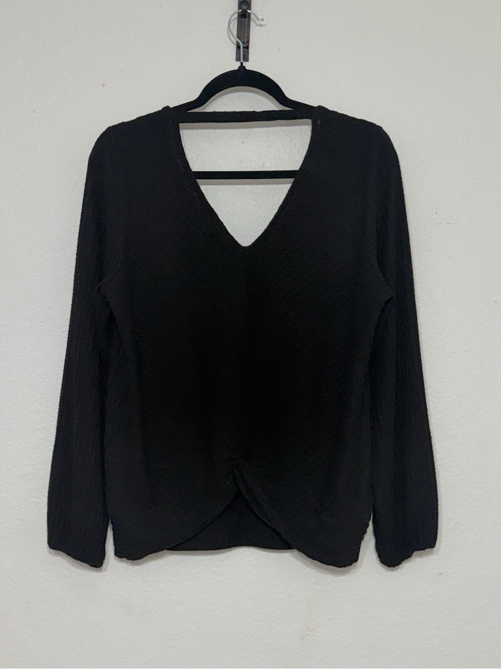 Liverpool Black V-Neck Twist Hem Sweater
